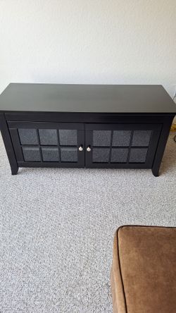 Solid Wood TV Stand, Black Color