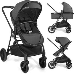 Lite 2.0 Baby Stroller with Newborn Mode, 2-in-1 Foldable Infant Stroller with Reversible Seat and UPF 50+ Canopy