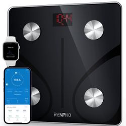  Smart Scale for Body Weight, Digital Bathroom Scale BMI Weighing Bluetooth Body Fat Scale, Body Composition Monitor Health Analyzer with Smartphone A