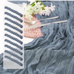 12 Pcs10 Ft Cheesecloth Table Runner Dusty Blue Gauze Long Table Runners Boho Gauze Cheese Cloth Table Runner Rustic Sheer Runner for Wedding Party Ta