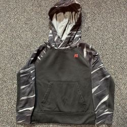 Two Russell brand boys size 4/5 spring or fall light fleece lined athletic sports hoodies 