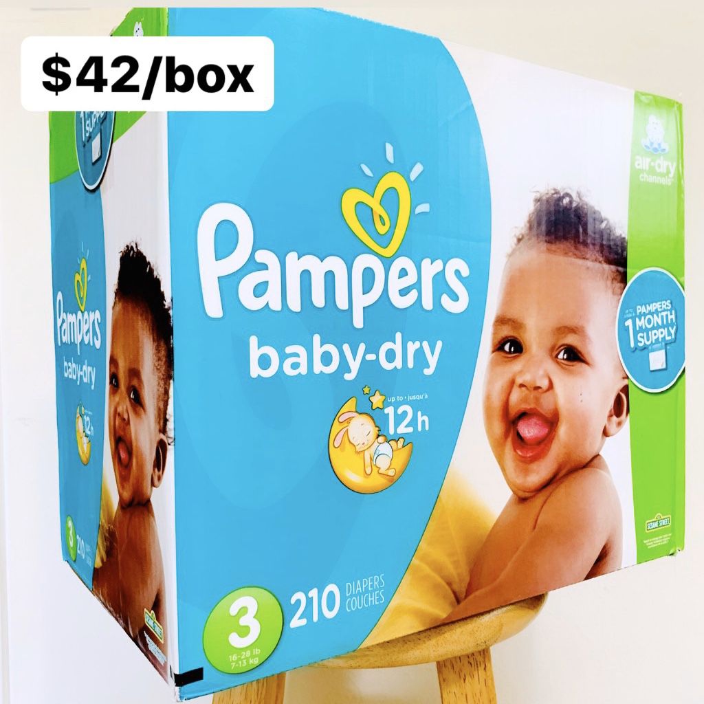 Size 3 (16-28 lbs) Pampers Baby Dry (210 diapers) - $42/box