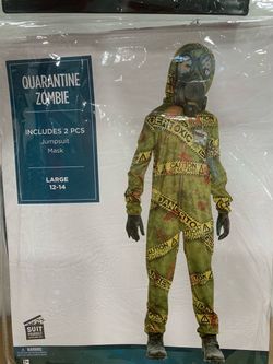 Quarantine Zombie Halloween Costume Kids Large