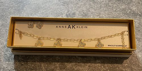Anne Klein Charm Bracelet and Earring set, Great for girls, New in box.