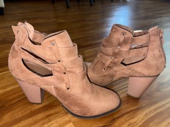 Brown suede heels