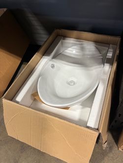 Oval 23 in. Bathroom Ceramic Vessel Sink Art Basin in White