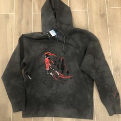 Travis Scott Jordan Washed Suede Hoodie Grey Mens Medium