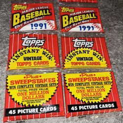 2 Rack Packs 1991 Topps Baseball Cards