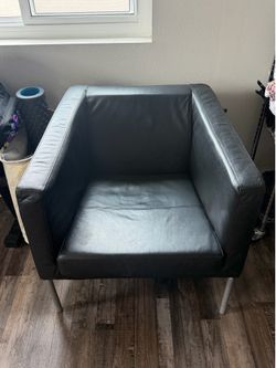 2 Black Leather Chairs