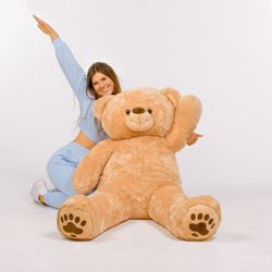 Jumbo 53 inches Hugfun International Beige Teddy Bear! HUGE! Tan Fluffy brand new with tag