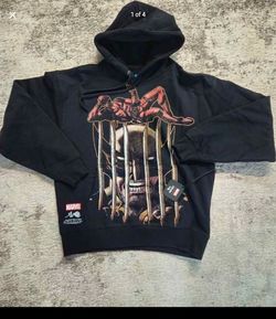 NEW Marvel x Civil Regime Deadpool Wolverine Hoodie Mens Medium Black Pullover