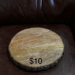Round wooden platter