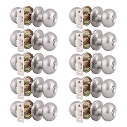 10 Pack Interior Door Knobs with Lock.Brushed Nickel
