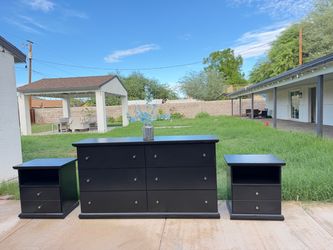 Black dresser + nightstands set