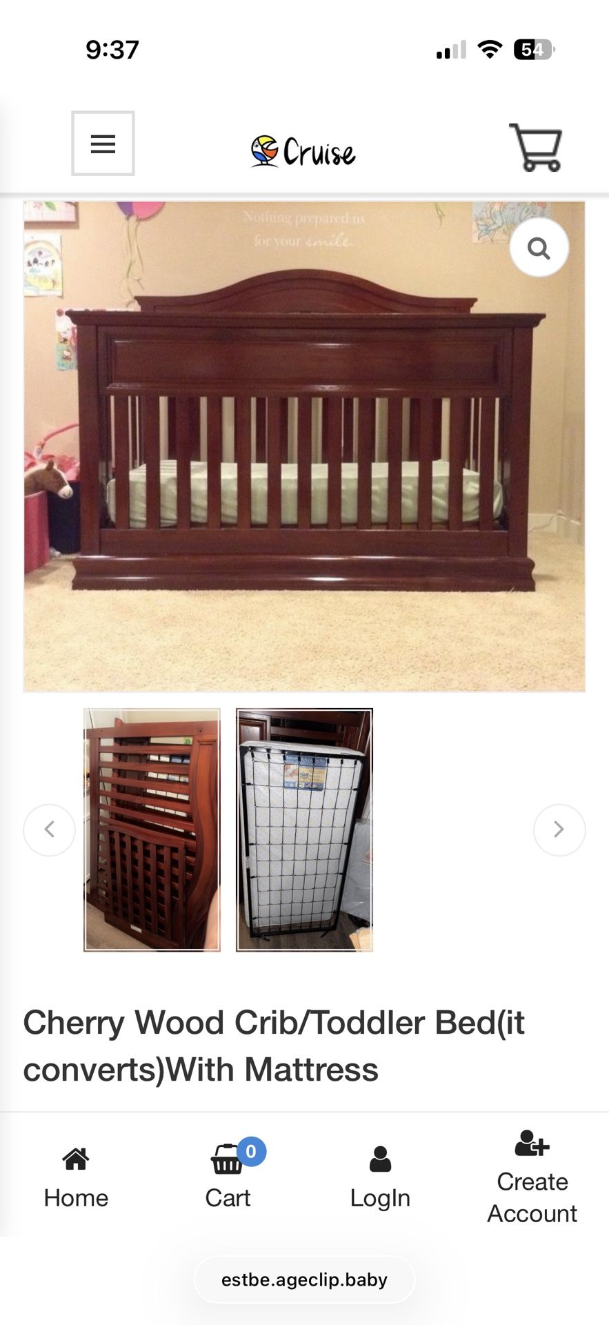 Baby/Toddler Crib Cherry Wood (Good Condition)