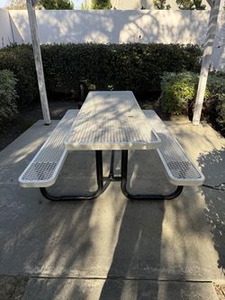 Metal Picnic Table - 8' Rectangle, Beige