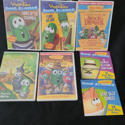 5 Very Good Condition Veggie Tales 💿 CDs And 2 Sing Alongs