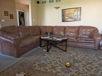 Free Brown Leather Sectional Sofa