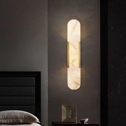 New 19.7" Mid Century Natural Alabaster Wall Sconce Wall Lighting Vanity Light White Stone