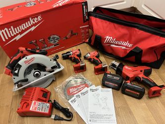 Milwaukee M18 18-Volt Lithium-lon Brushless Cordless Combo Kit (4-Tool) with 2-Batteries, 1-Charger and Tool Bag