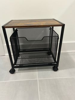 Printer stand - black/dark oak top