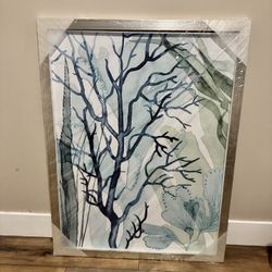 Luxury Coastal Botanical Wall Art – Sea Leaves o – 43x33 – Framed 