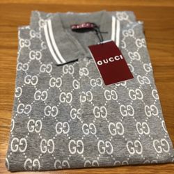 Men Gucci GG Monogram Polo Shirt Large 