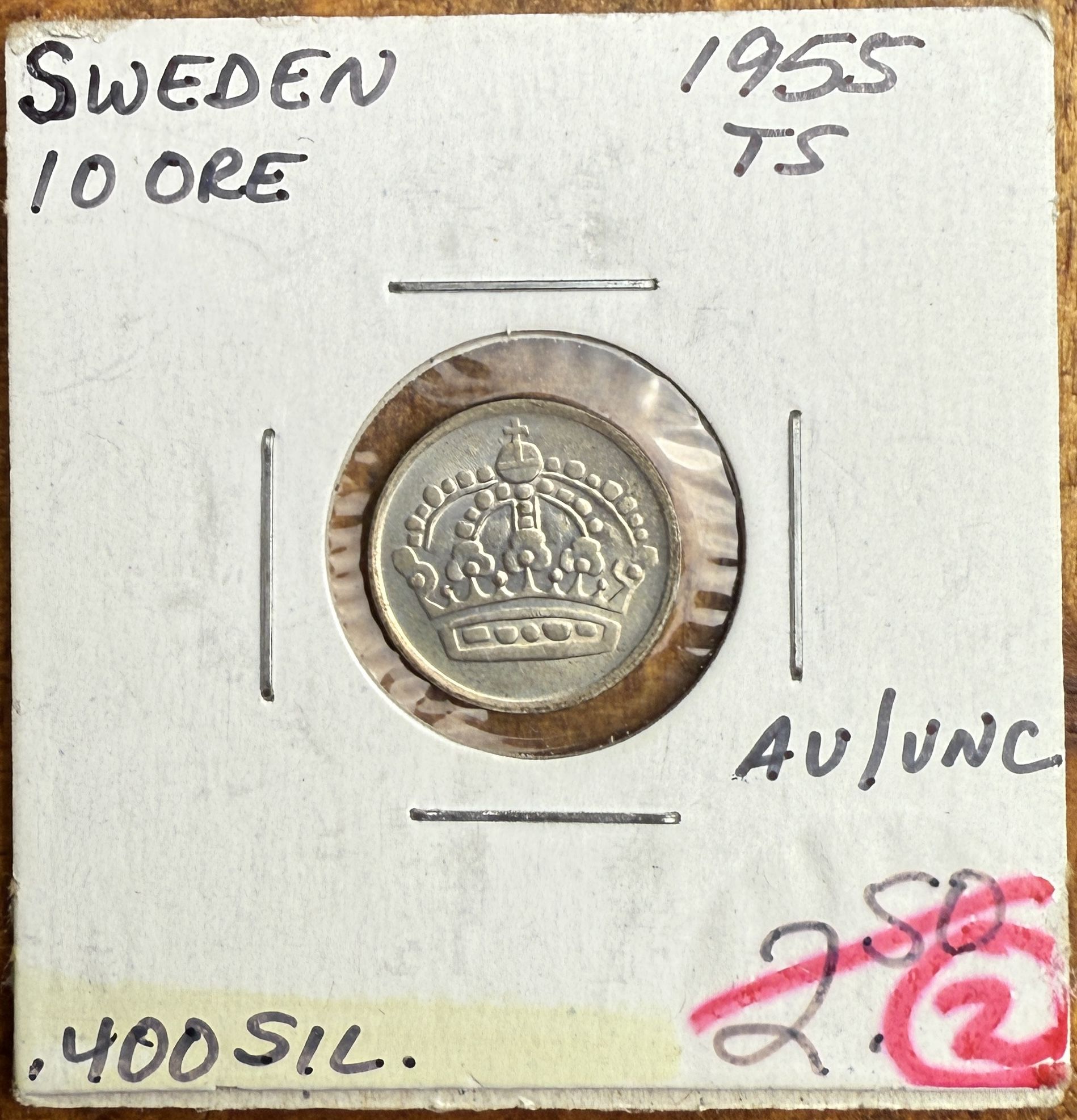 1955 Silver Sweden 10 Ore