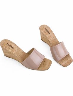Easyfox Cork Wedge Slide Sandals size 7