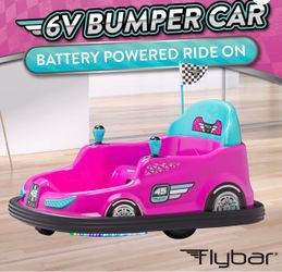 Kid Trax 6V Bumper Car Ride-On Toy, Pink, 360° Spin with LED Lights, Soft Bumpers, Safety Belt
