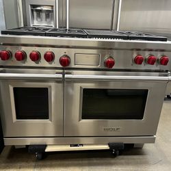 Wolf 48”Wide Dual Fuel Range Stove Stainless Steel With Grill 
