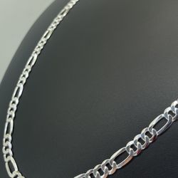 925 Sterling Silver Necklace Flat Figaro 24” 5.9mm 18.20grams 152164 12