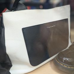 Tahari Black White Tote Bag