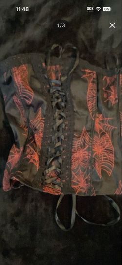 Black and Red Spiderweb Corset Top