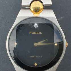 Fossil Arkitekt FS-2843 Silver Gold Tone Dress Mens Analog Quartz Wristwatch