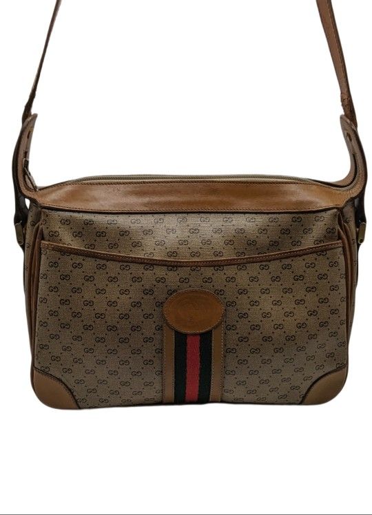 Gucci GG Micro Monogram Web Stripe Shoulder Bag | Vintage Crossbody Purse