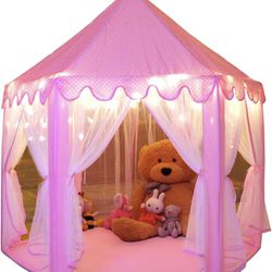 Princess Tent Girls Large Playhouse Kids Castle Play Tent with Star Lights Toy for Children Indoor and Outdoor Games, 55'' x 53'' (DxH)