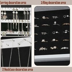 New Mirror Jewelry Cabinet Armoire with Mirror, Wall-Mounted Space Saving Jewelry Storage Organizer