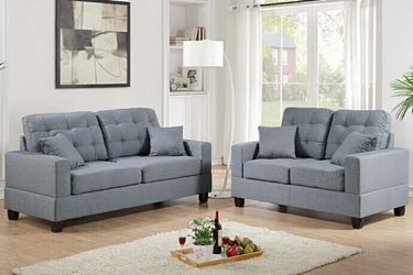 Brand New Grey Sofa & Loveseat (Pillows Included)
