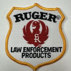 RUGER Law Enforcement - Embroidered 4"x 3.5" Shield Patch White Red Gold - NEW