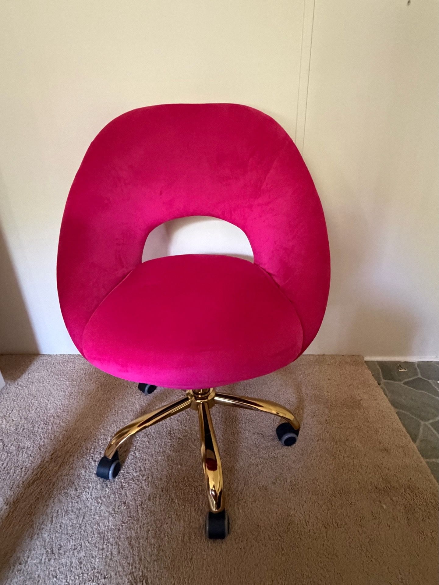 Pink suede chair adult size