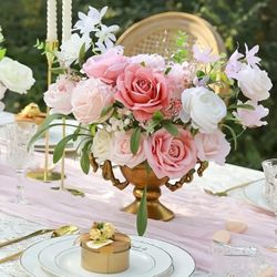 A Box of Artificial Flowers, Pink & Ivory, Roses and Peonies , Fake Flowers Combo for Wedding Bridal Bouquets, Centerpieces, Baby Shower