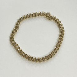10k Yellow Gold Diamond Tenis Bracelet , 2 Ctw Of Diamonds, 13 Grams, 8” Long  