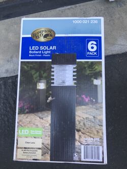 Hampton Bay Solar Black Outdoor Integrated LED Landscape Plastic Square Bollard (6-Pack)