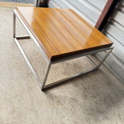 Gus Modern  Cube Macassar and Steel Table/ Coffee Table.  