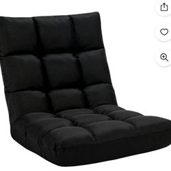  Adjustable 14-Position Floor Chair Folding Lazy Sofa Lounge Chair Black