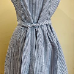 Anne Klein Blue & White Stripe Sleeveless Dress, Size 10