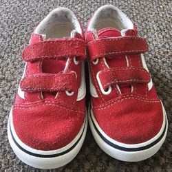 Vans Old Skool V – Toddler Size 7 (Red/White)