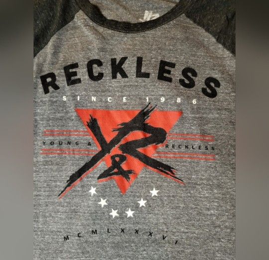 Mens Young & Reckless Grey Black, Size Medium