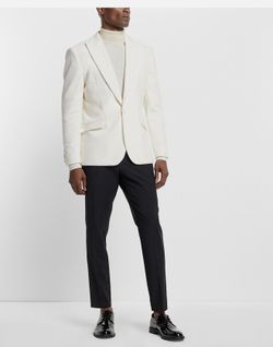Express Men’s Ivory Velvet Tuxedo Blazer